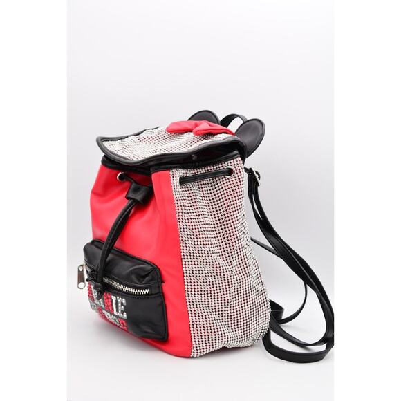Disney\'s Minnie Mouse Mini Backpack Red Black Rhinestones Crystal Bling 10\